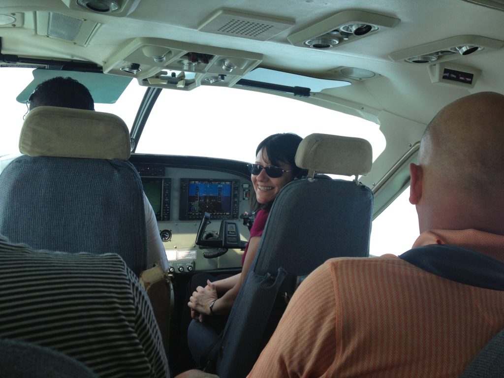 Up front with the pilot from San Pedro, Belize