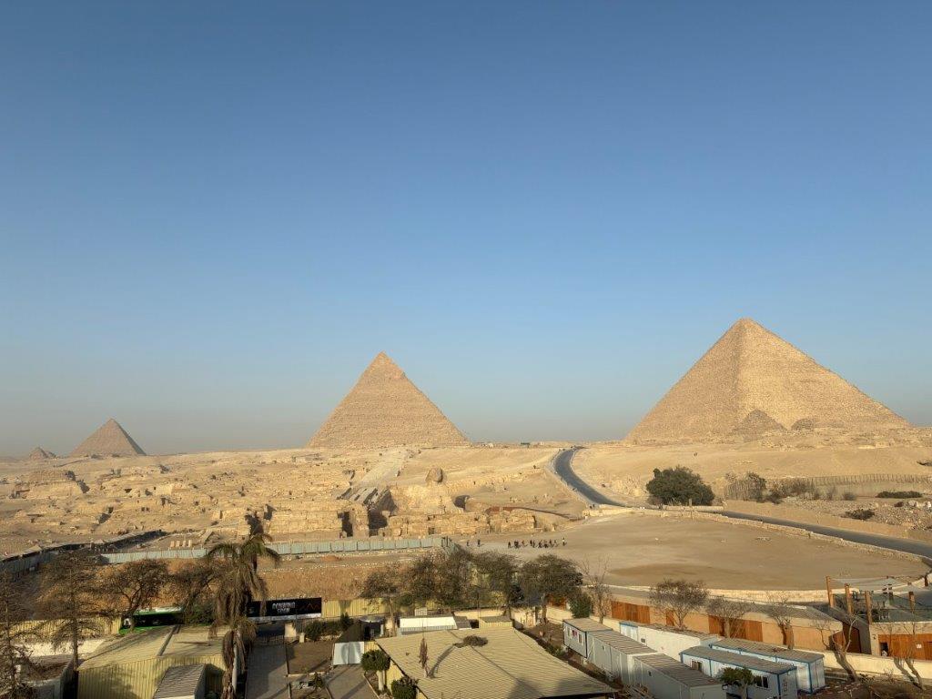 The Pyramids of Giza from the Great Pyramid Inn