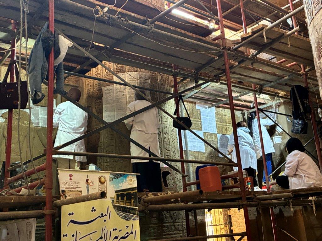 Restoration work at the Temple of Khnum, Esna