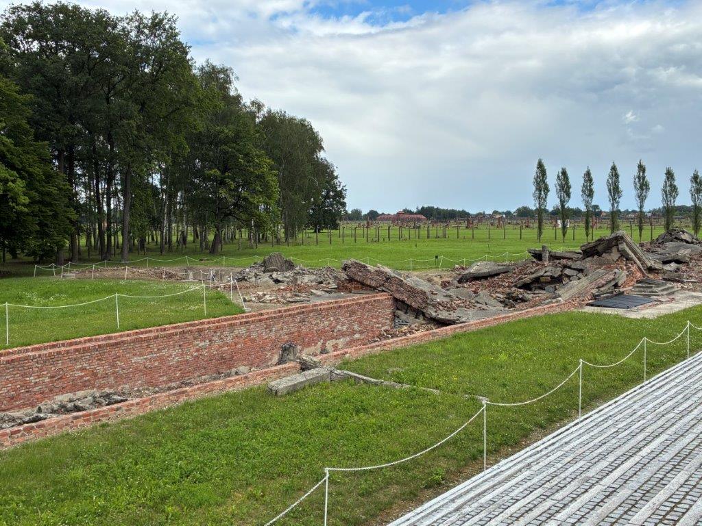 Remains of gas chamber at Auschwitz II-Birkenau