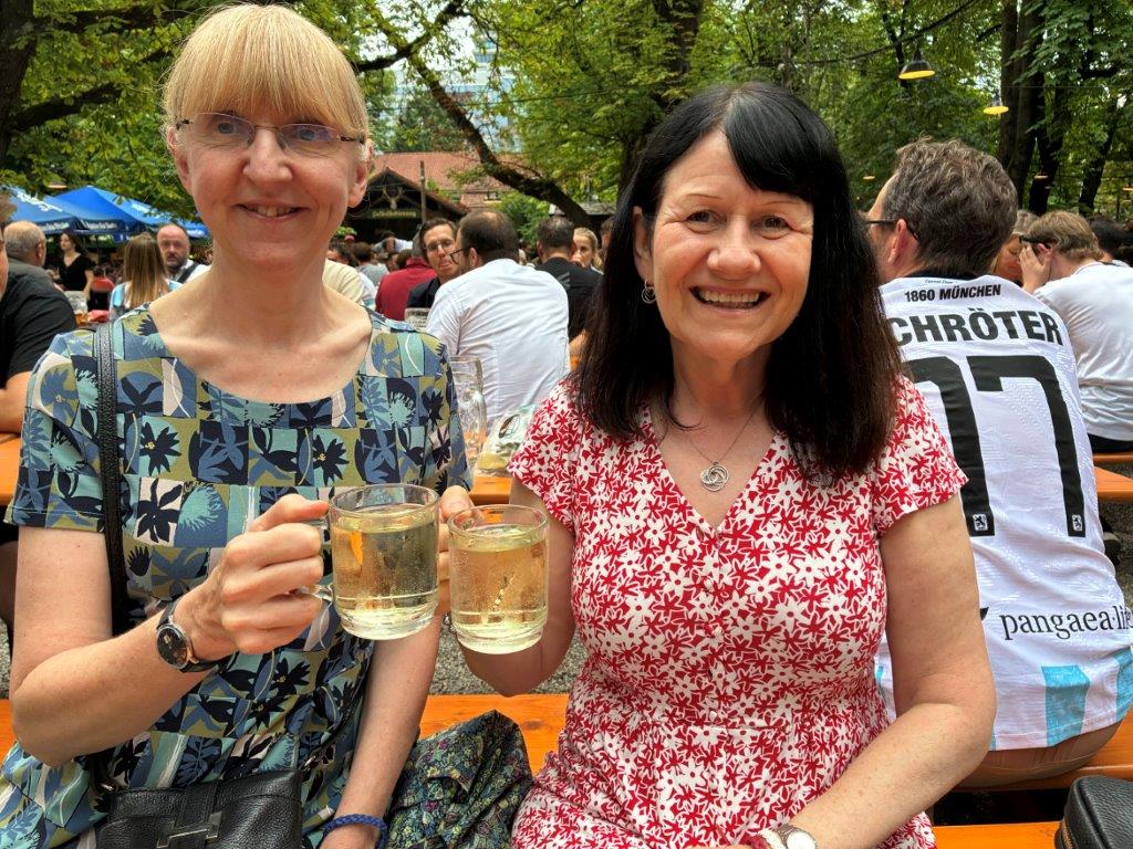 Wine in beer mugs at Augustiner Keller, Munich